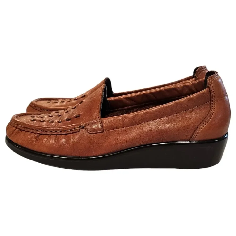 SAS Tripad Comfort Footbed Women's Brown Weave Leather Loafers Size 7.5 M